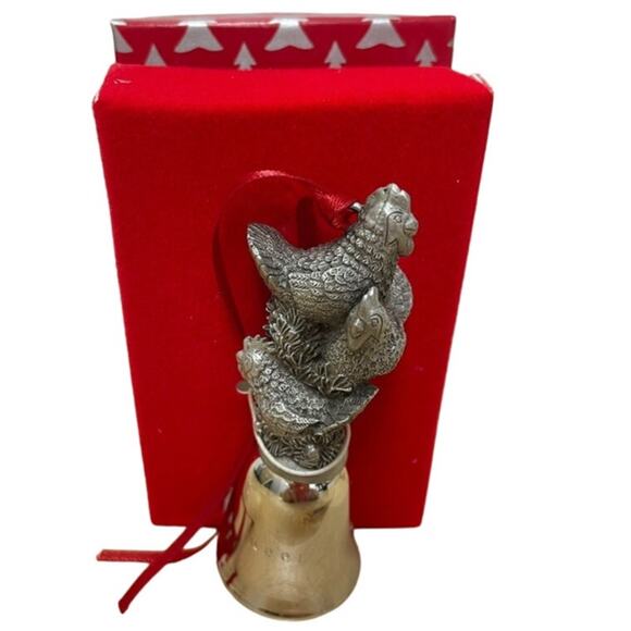 Wallace Silversmith 1999 Pewter Christmas Ornament 3 French Hens with Box EUC - Picture 1 of 5